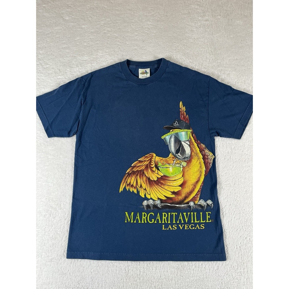 VTG Jimmy Buffet Margaritaville Las Vegas Navy Blue Graphic T Shirt Men's Lg